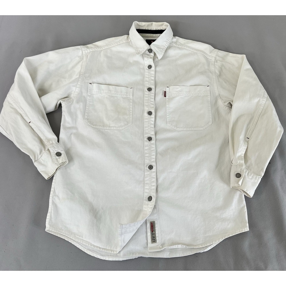 Vintage 1998 Levi's Red Tab Denim Button-Up Shirt White‎ Men's Small WPL-423 Y2K
